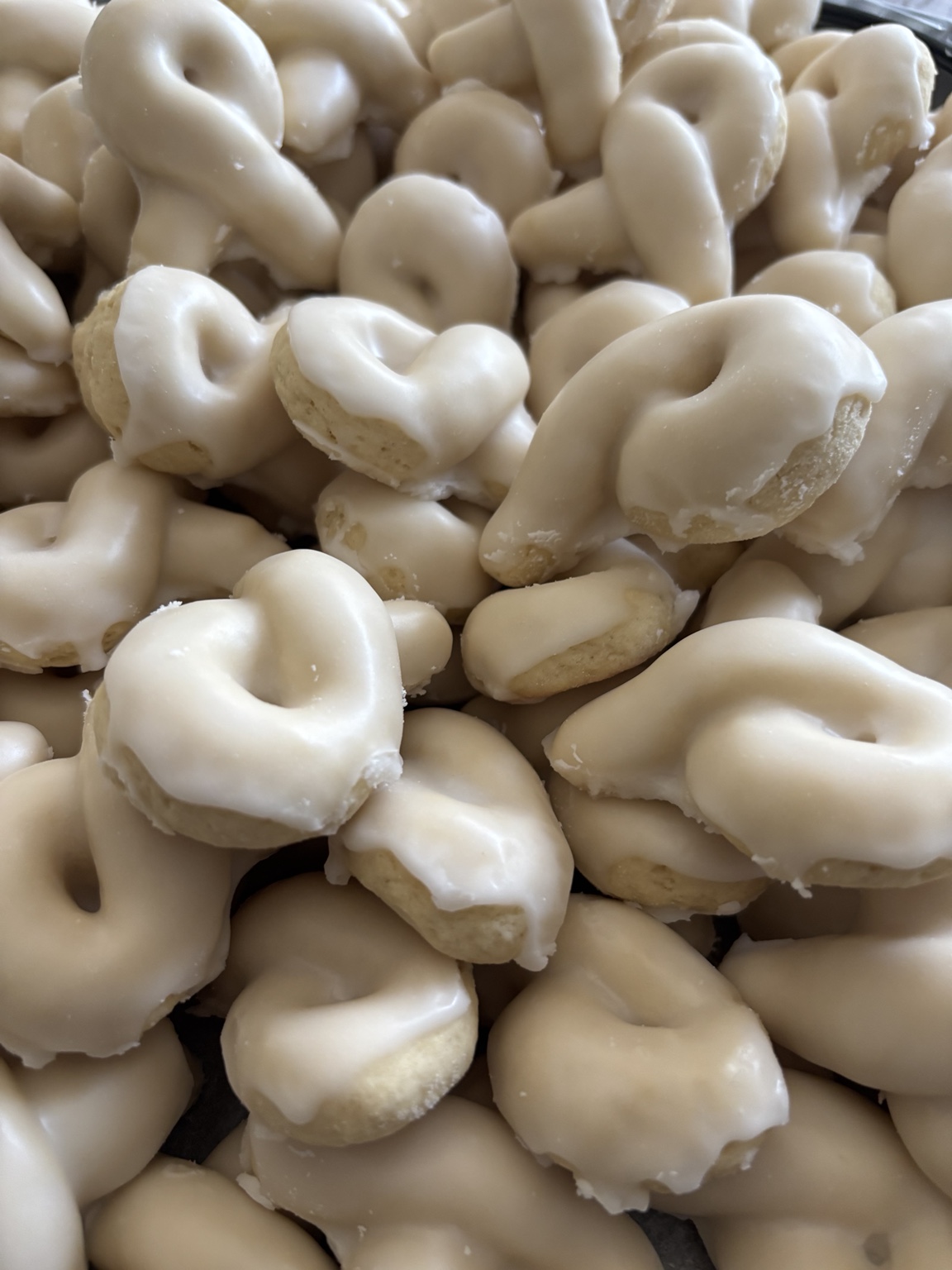 Handmade glazed Italian lemon knot cookies