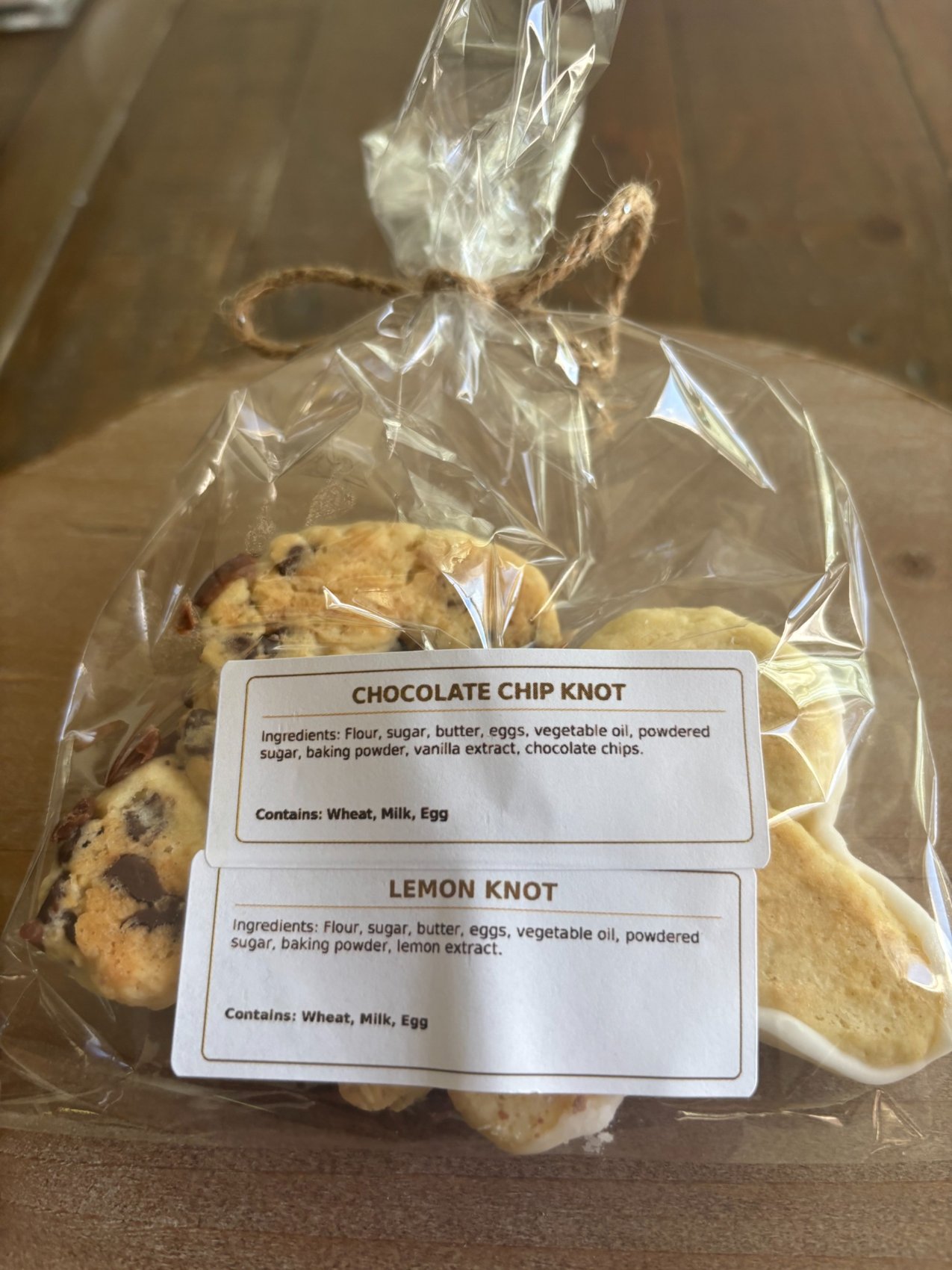 Individually wrapped Knot cookie favors