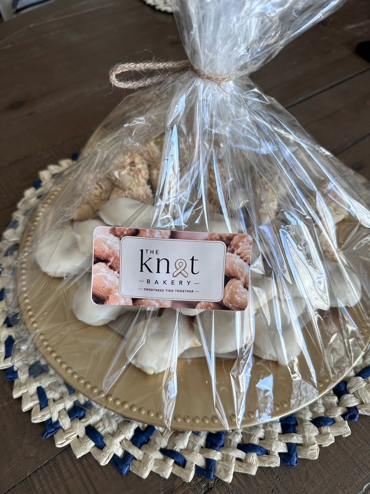 An assorted cookie tray wrapped for gifting